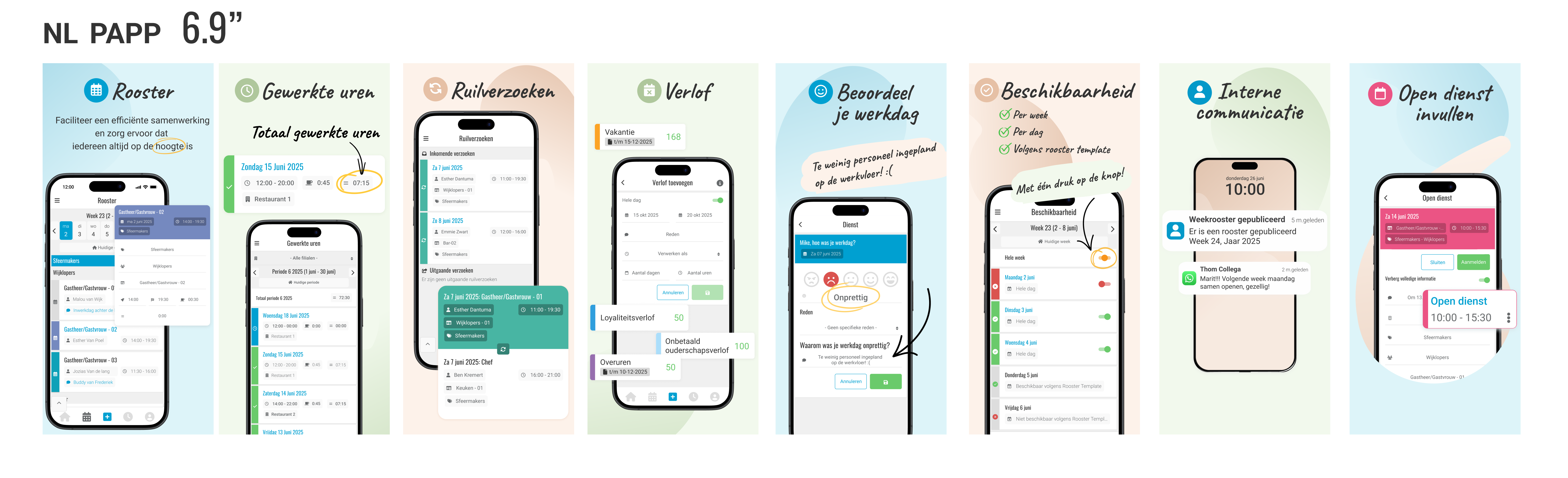 PAPP NL app feature overview screens