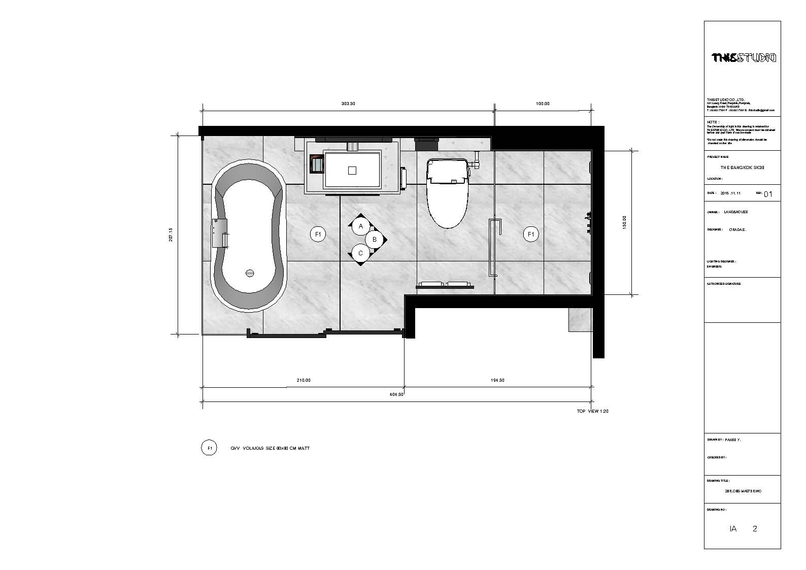 Master bathroom top view floor plan