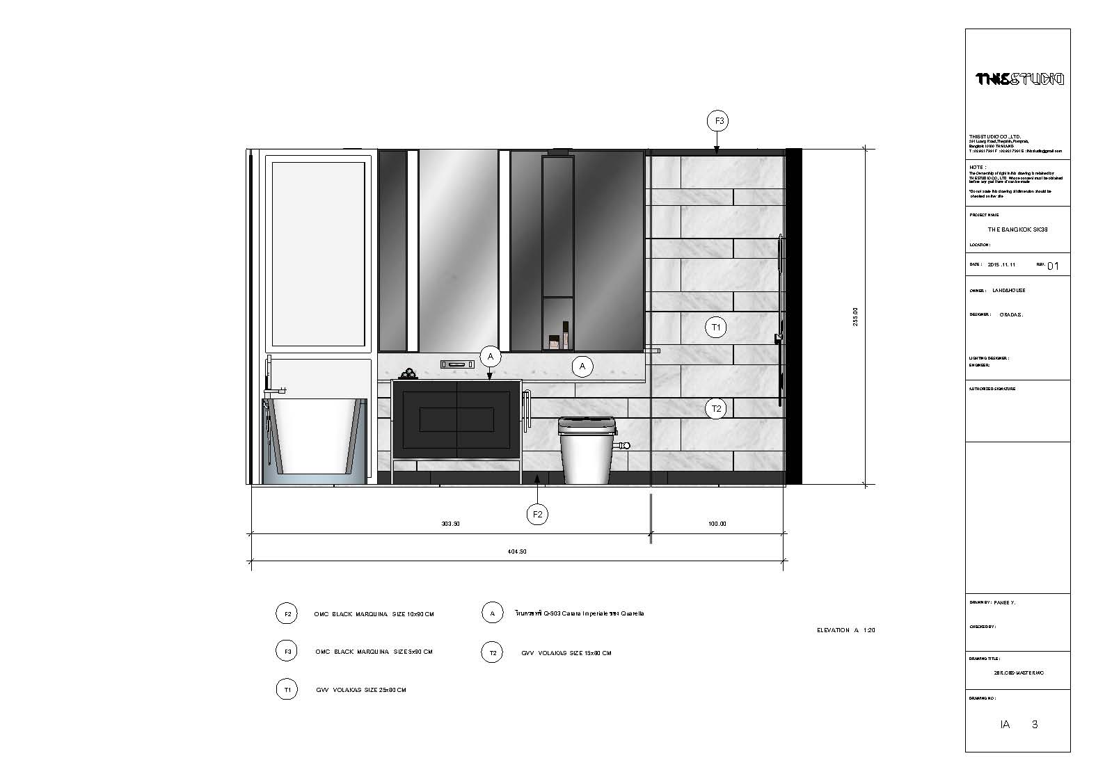 Master bathroom elevation A drawing