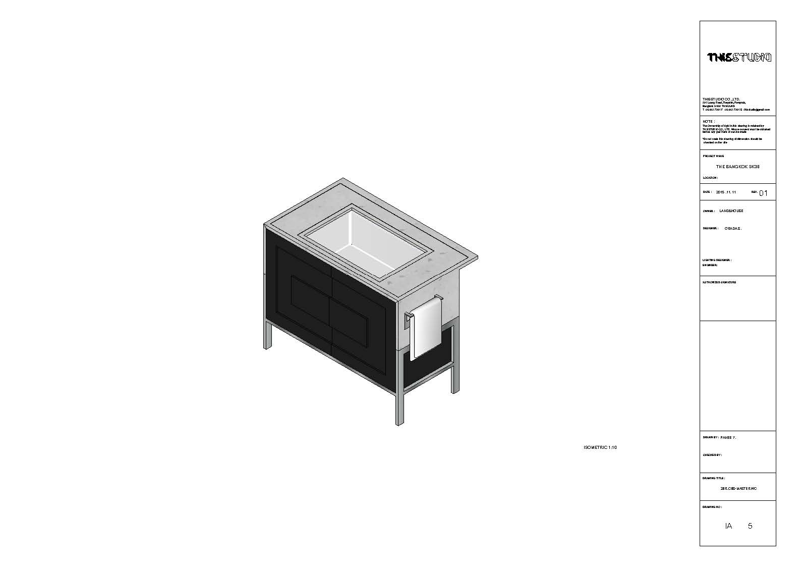 Master bathroom vanity cabinet isometric drawing