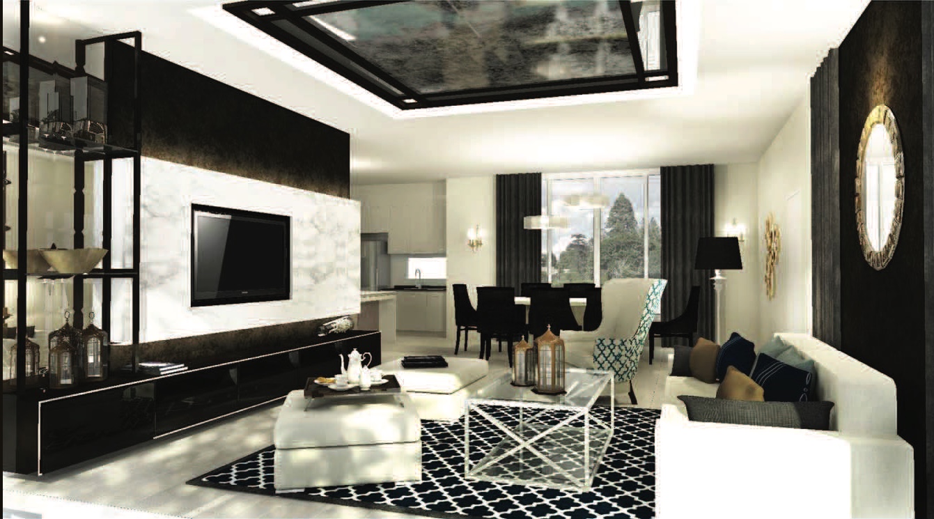 Mock Up House at Suratthani living room with kitchen